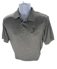 Load image into Gallery viewer, GRAY PERFORMANCE POLO SHIRT: SHORT SLEEVE WITH SJB LOGO
