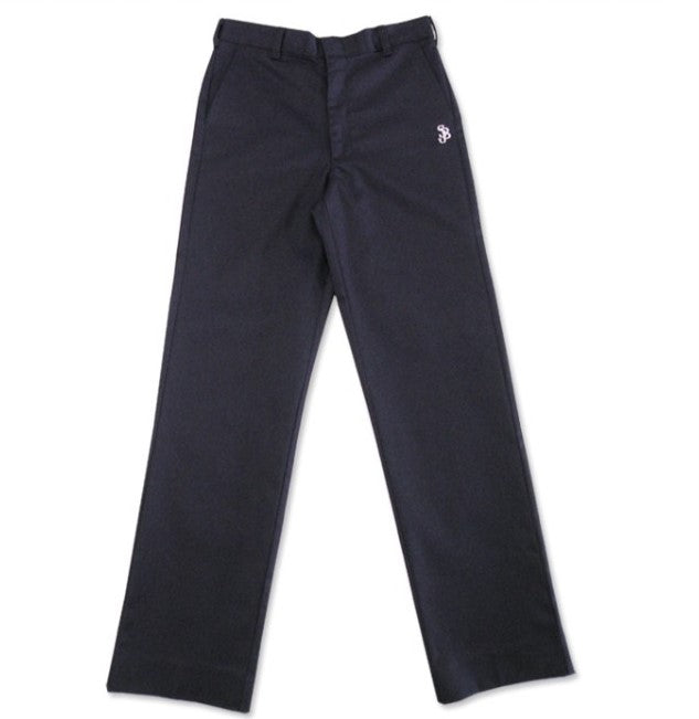FLAT FRONT PANTS WITH SJB EMBROIDERED LOGO - NAVY