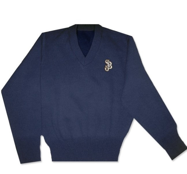 V-NECK PULLOVER SWEATER WITH SJB EMBROIDERED LOGO