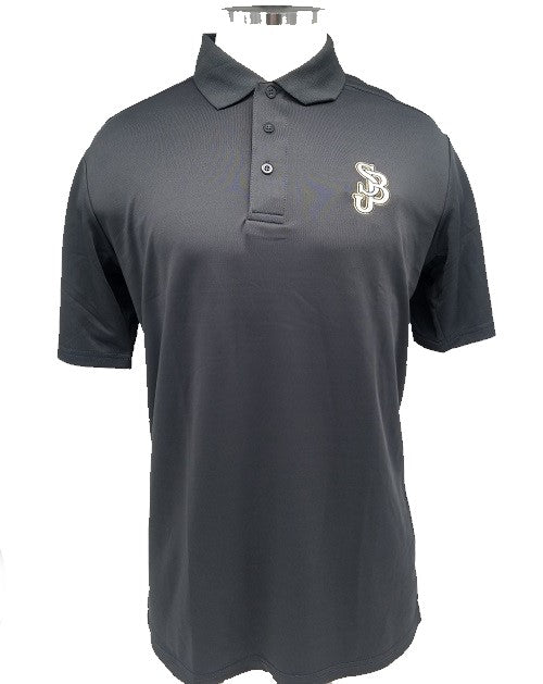 GRAY PERFORMANCE POLO SHIRT: SHORT SLEEVE WITH SJB LOGO